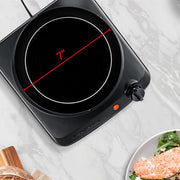 Countertop Infrared Single Burner, 1000W Electric Hot Plate with 7” Ceramic Glass Cooktop, 5 Level Temperature Setting & Easy to Clean Base, Compact Stove for Home Dorm Office, Black BGI101B
