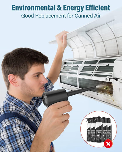 Electric Compressed Air Duster Cleaner for PC - Rechargeable 6000mAH Air Blower for Laptop Electronics, Compressed Air for Computer Keyboard Car Cleaning, Alternative to Canned Air Duster