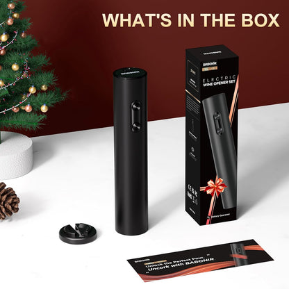 Electric Wine Opener, Battery Operated Bottle Openers with Foil Cutter, One Click Button Corkscrew Remover Ideal Present for Wine Lovers Party and Home Entertaining