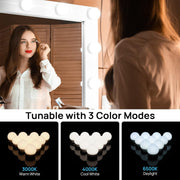 LED Vanity Lights for Mirror,  Hollywood Style with 10 Dimmable Bulbs, Adjustable Color & Brightness, USB Cable, Stick on for Makeup Table Dressing Room Mirror
