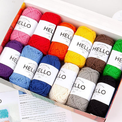 Hello 100% Cotton 12 Ball Yarn Pack - Assortment