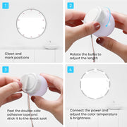 LED Vanity Lights for Mirror,  Hollywood Style with 10 Dimmable Bulbs, Adjustable Color & Brightness, USB Cable, Stick on for Makeup Table Dressing Room Mirror