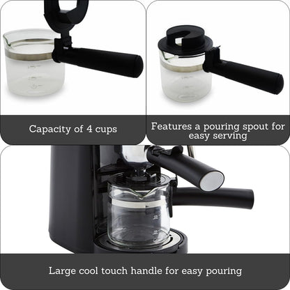 4Cup Glass Replacement Carafe with Black Handle