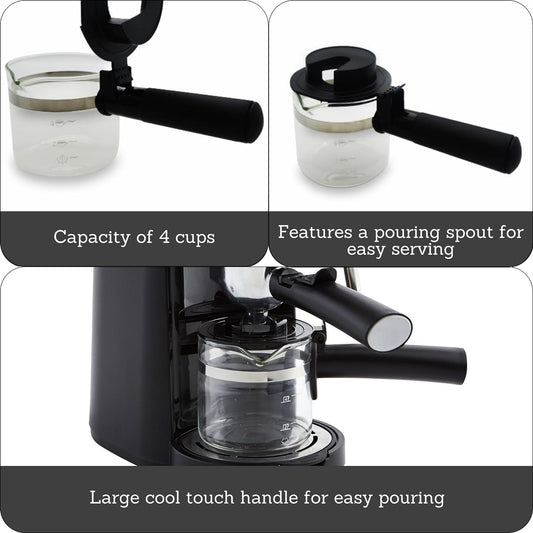 4Cup Glass Replacement Carafe with Black Handle