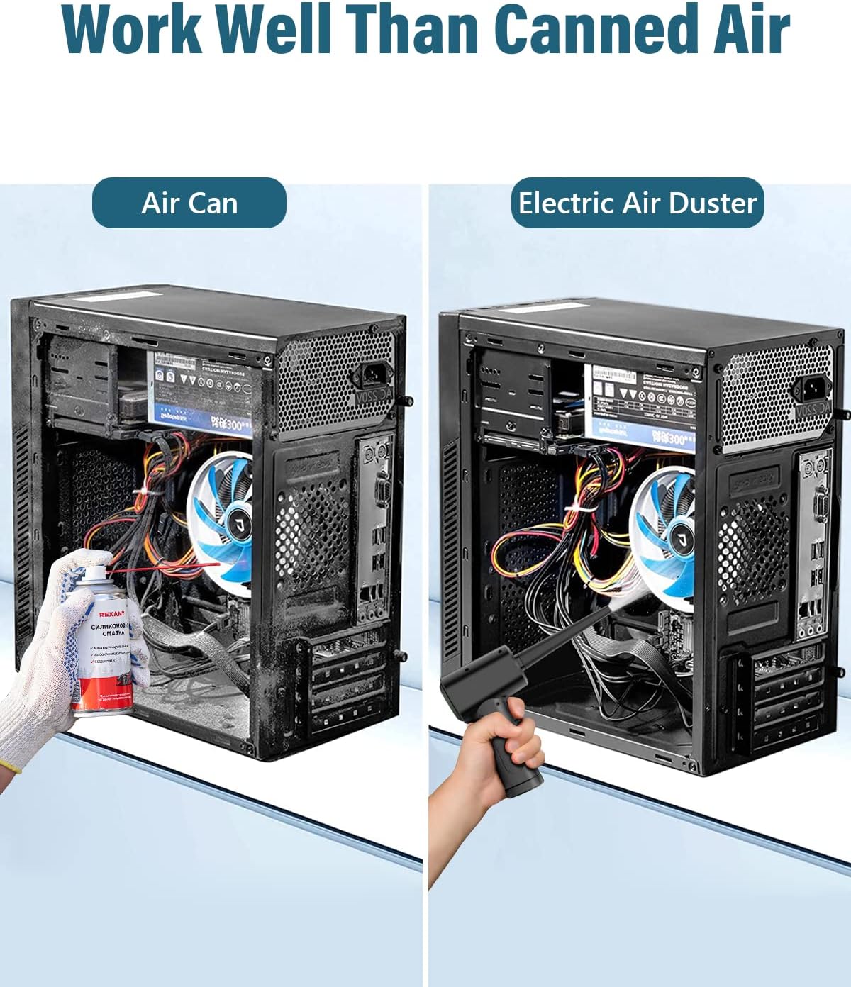 Electric Compressed Air Duster Cleaner for PC - Rechargeable 6000mAH Air Blower for Laptop Electronics, Compressed Air for Computer Keyboard Car Cleaning, Alternative to Canned Air Duster