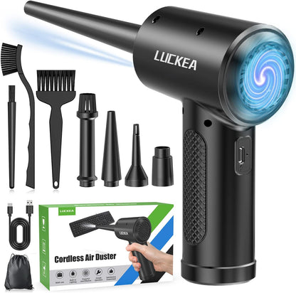 Electric Compressed Air Duster Cleaner for PC - Rechargeable 6000mAH Air Blower for Laptop Electronics, Compressed Air for Computer Keyboard Car Cleaning, Alternative to Canned Air Duster