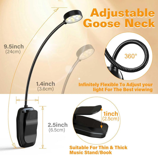 "Rechargeable Book Reading Light Lamp, LED Book Light for Reading in Bed - Eye Caring Adjustable Brightness 3 Color Temperatures 20+ Hours Runtime, Type-C Book Light Clip on,Christmas Gifts [Energy Class A] "