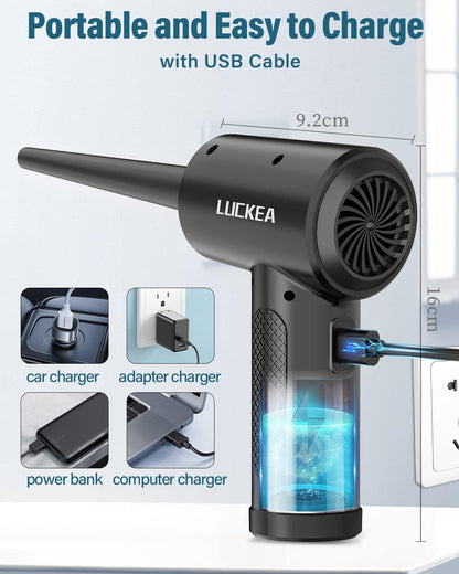 Electric Compressed Air Duster Cleaner for PC - Rechargeable 6000mAH Air Blower for Laptop Electronics, Compressed Air for Computer Keyboard Car Cleaning, Alternative to Canned Air Duster