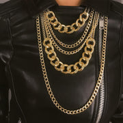 Chunky Gold Necklaces for Women,Multilayer Punk 80S Hip Hop Necklace,Layered Cuban Link Chain Statement Necklace 90S Freaknik Outfit Accessories for Women