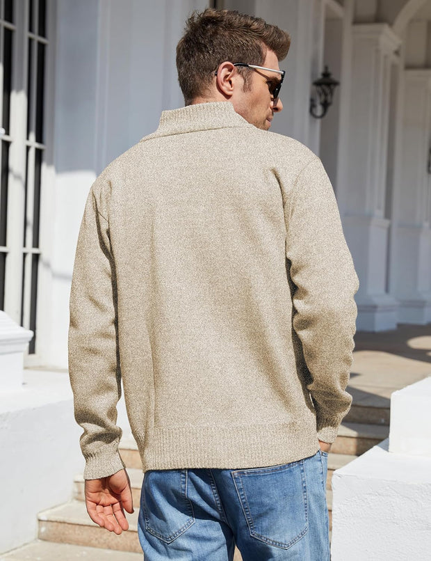 Men'S Casual Slim Full Zip Thick Knitted Cardigan Sweaters with Pockets