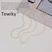 Diamond Necklaces for Women, Dainty 14K Gold/Sterling Silver Choker Necklace Simple Gold Plated CZ Jewelry Necklaces for Women Trendy Gifts