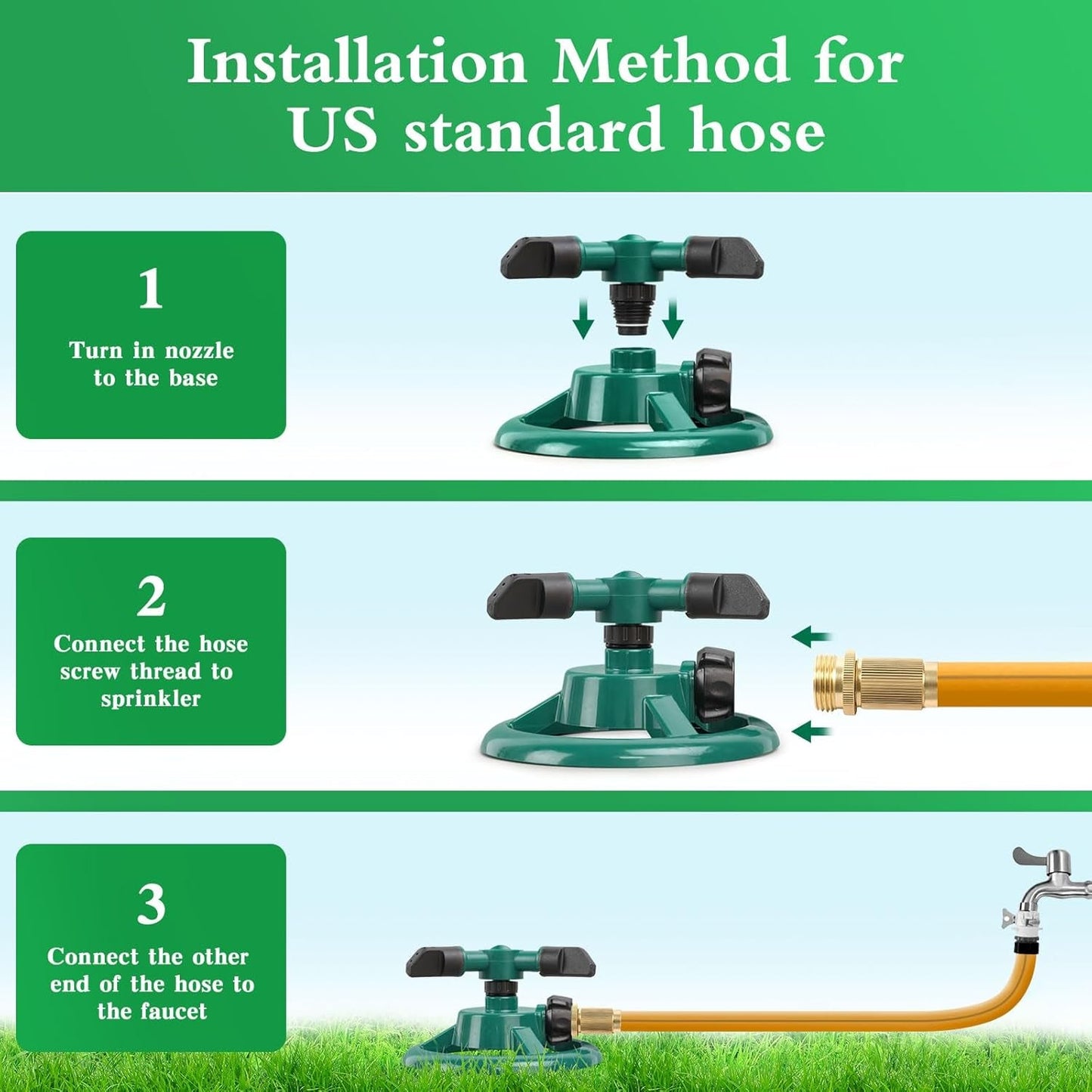 Sprinklers for Yard, Water Sprinkler for Lawn, 360 Degree Rotating Lawn Sprinkler for Yard Large Area, Yard Sprinklers for Kids, Pets Playing