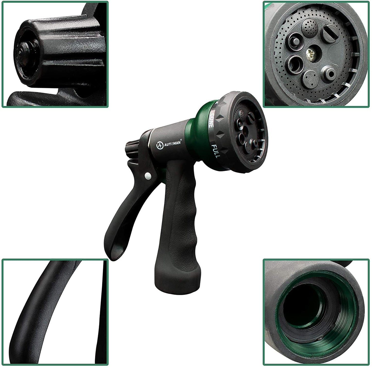 -Garden-Hose-Nozzle, ABS Water Spray Nozzle with 7 Adjustable Watering Patterns, Slip Resistant for Watering Plants, Lawn& Garden, Washing Cars, Cleaning, Showering Pets & Outdoor Fun.