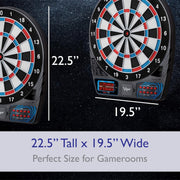 by GLD Products 777 Electronic Dartboard Sport Size over 40 Games Auto-Scoring LCD Cricket Display Impact-Tough Target for Lasting Durability and Ultra-Thin Spider for Fewer Bounce Outs with Soft Tip Darts, Black, One Size