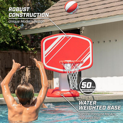 Splash Hoop PRO - Choose Your Color - Swimming Pool Basketball Game, Includes Poolside Water Basketball Hoop, 2 Balls and Pump