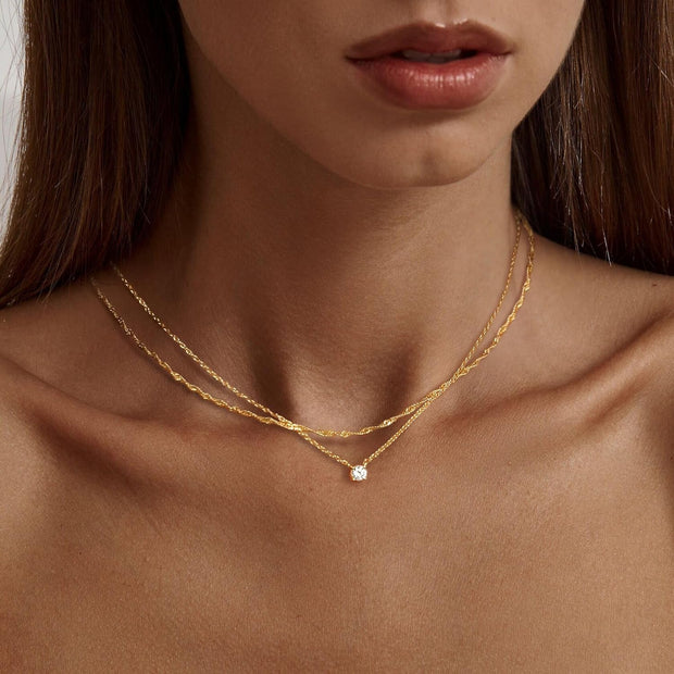 Diamond Necklaces for Women, Dainty 14K Gold/Sterling Silver Choker Necklace Simple Gold Plated CZ Jewelry Necklaces for Women Trendy Gifts