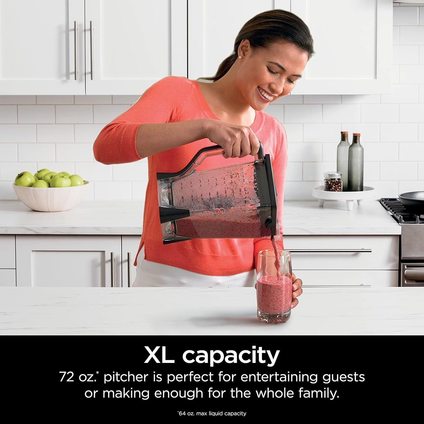 BL610 Professional 72 Oz Countertop Blender with 1000-Watt Base and Total Crushing Technology For-Smoothies, Ice and Frozen Fruit, Black