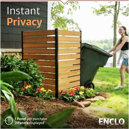 5Ft H X 3.2Ft W (1 Panel) No Dig Enclo Concord Cedar Wood Privacy Screen, Great to Hide Trash Cans, Decorative Patio Privacy Screen, Outdoor Privacy Fence Panel, Air Conditioner Fence, EC18022