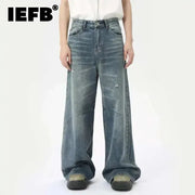 American Style Men'S Denim Pants Washing Fashion Loose Men'S Straight Trousers Casual Wide Leg Jeans New Summer 2024 9C6303