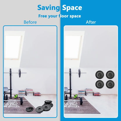 Wall Mounted Weight Plate Holder Fit 2Inch Olympic Weight Plates with Protective Rubber Pad Max Weight 300 Lb Mounting Hardware