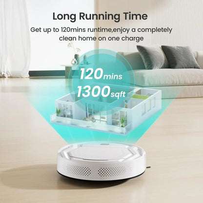 M210 Robot Vacuum Cleaner, 2000Pa Suction, 120 Mins Runtime, Low Noise, Automatic Self-Charging
