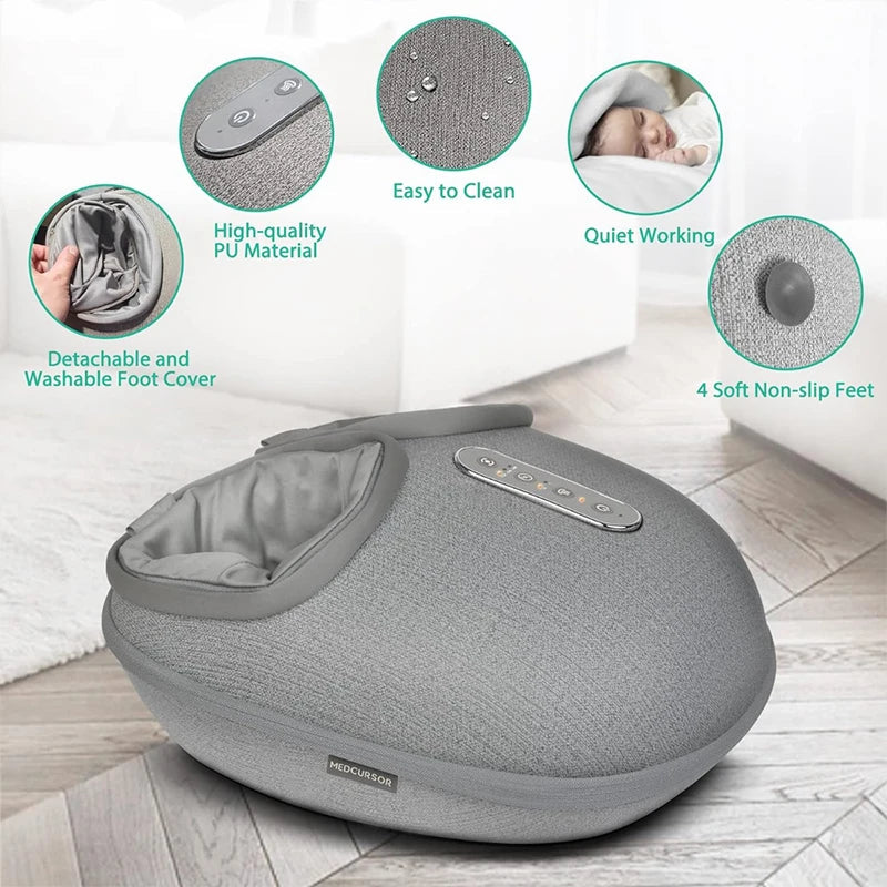 Foot Massager Heating Therapy Adjustable Shiatsu Deep Kneading Roller Muscle Relaxation Pain Relief for Home Office