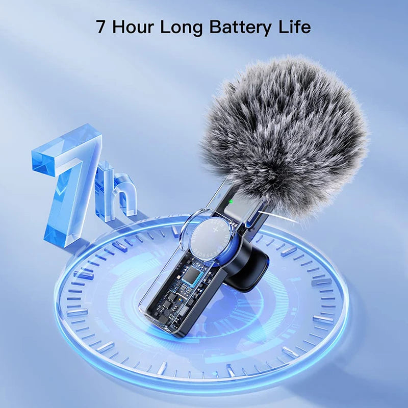 Wireless Lavalier Microphone Portable Noise Reduction Mini Microphone Audio Video Live Interview Recording for Iphone Mic