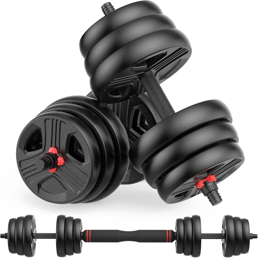 Adjustable Dumbbells, 20/30/40/55/60/70/80/90Lbs Free Weights Dumbbells Convertible 2 or 3 in 1 Set