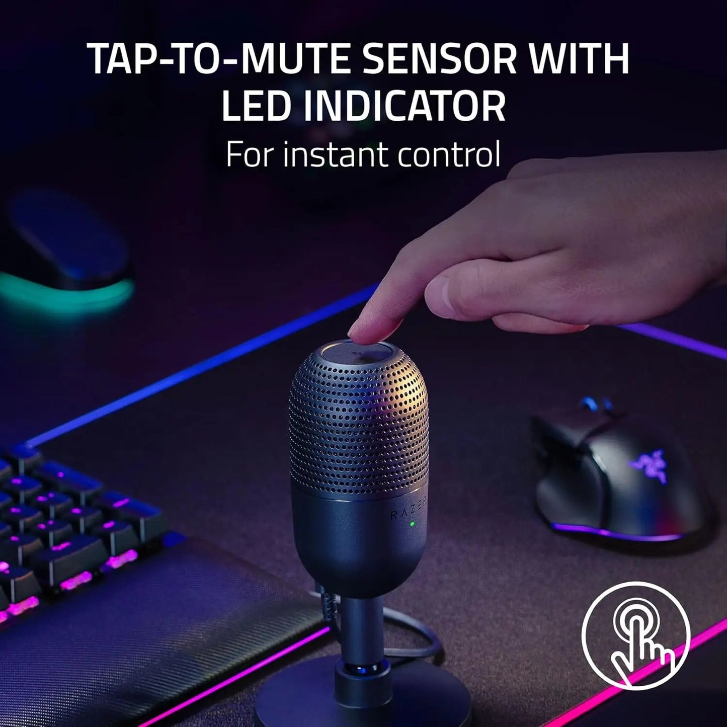 Seiren V3 Mini Usb Microphone: Condenser Mic - Supercardioid Pickup Pattern - Tap-To-Mute Sensor with Led Indicator - Sho