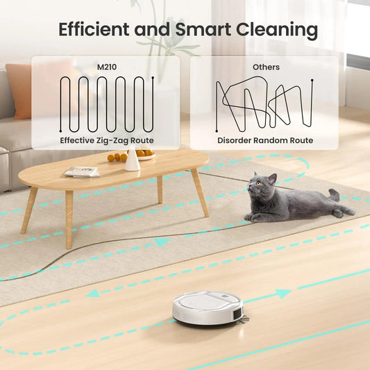 M210 Robot Vacuum Cleaner, 2000Pa Suction, 120 Mins Runtime, Low Noise, Automatic Self-Charging