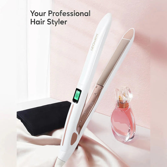Professional Titanium Flat Iron Hair Straightener Digital LCD Display Dual Voltage Titanium Plates Salon & Home Use 2025