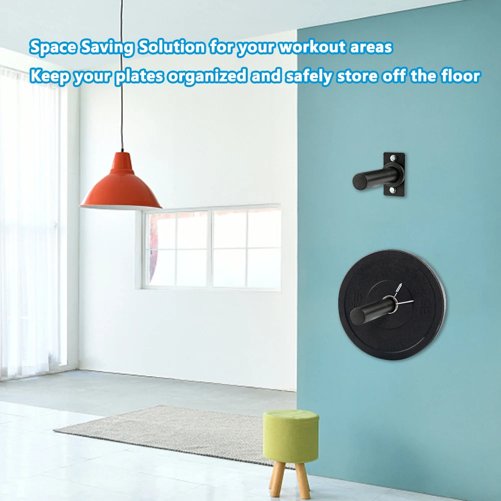 Wall Mounted Weight Plate Holder Fit 2Inch Olympic Weight Plates with Protective Rubber Pad Max Weight 300 Lb Mounting Hardware