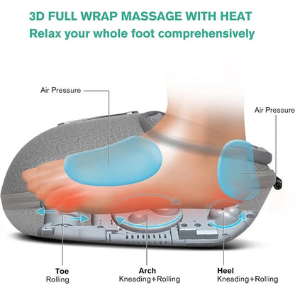 Foot Massager Heating Therapy Adjustable Shiatsu Deep Kneading Roller Muscle Relaxation Pain Relief for Home Office