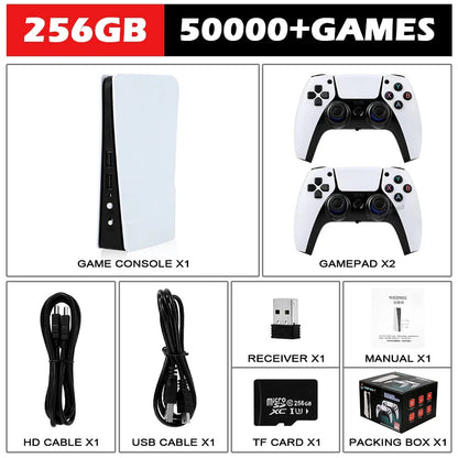 GB5 Video Game Console 256GB/128GB/64G 50000 + Retro Games HD TV Game Box 5 Two Gamepads for PS1/PPSPP/MAME Arcade Gaming Stick