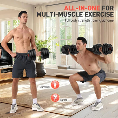 Adjustable Dumbbells, 20/30/40/55/60/70/80/90Lbs Free Weights Dumbbells Convertible 2 or 3 in 1 Set