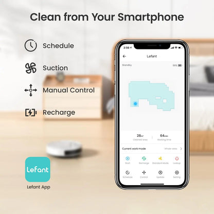 M210 Robot Vacuum Cleaner, 2000Pa Suction, 120 Mins Runtime, Low Noise, Automatic Self-Charging