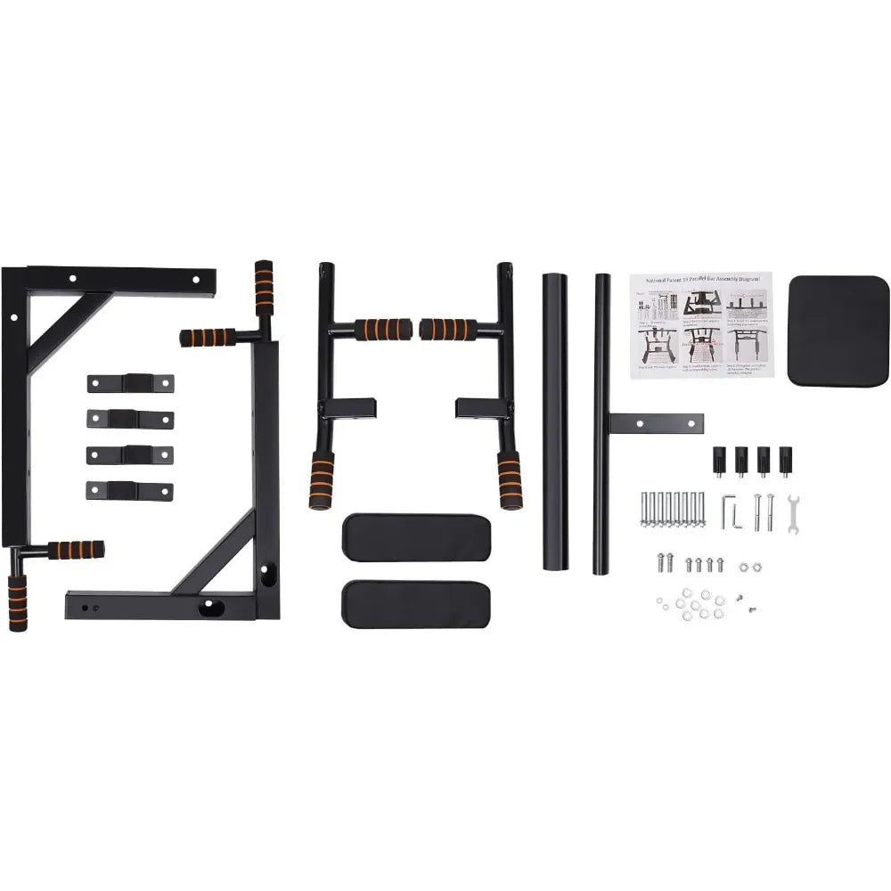 Multi-Grip Wall Mount Pull-Up Bar Dip Station Home Fitness Equipment Gym and Fitness Heavy