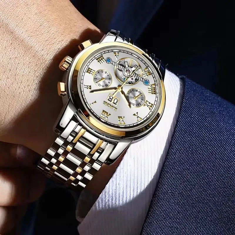 Fashion Men'S Mechanical Wristwatches Business Waterproof Tourbillon Watch Men Top Brand Luxury Automatic Watches for Men