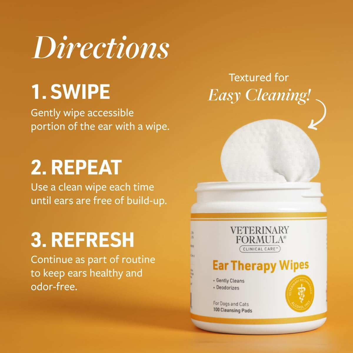 Clinical Care Ear Therapy Wipes, 100Ct – Cat and Dog Ear Cleaner – Help Relieve Itchy Ears Quickly & Effectively Remove Dirt, Debris, and Foul Odor