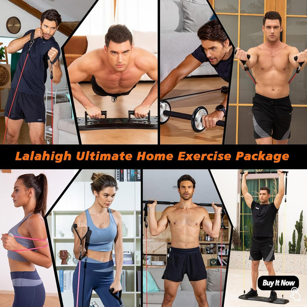 25-In-1 4Rd Generation Push up Board - Multi-Functional Foldable Gym System with Resistance Bands, Pilates Bar & Pulleys, Portable Workout Equipment for Men & Women, Chest/Back/Abs Training