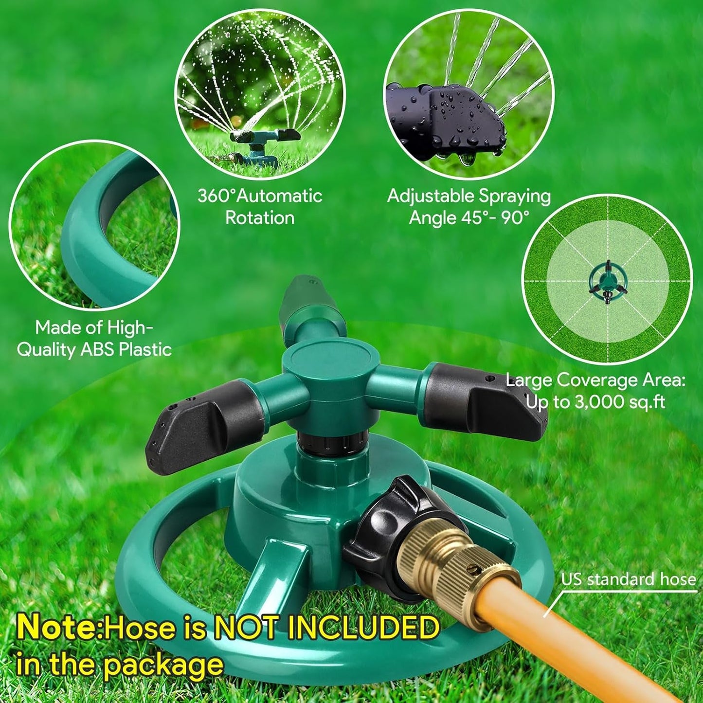 Sprinklers for Yard, Water Sprinkler for Lawn, 360 Degree Rotating Lawn Sprinkler for Yard Large Area, Yard Sprinklers for Kids, Pets Playing