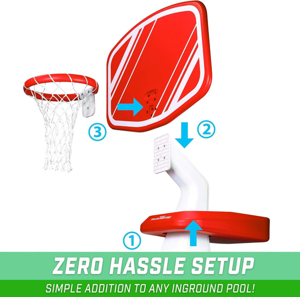 Splash Hoop PRO - Choose Your Color - Swimming Pool Basketball Game, Includes Poolside Water Basketball Hoop, 2 Balls and Pump