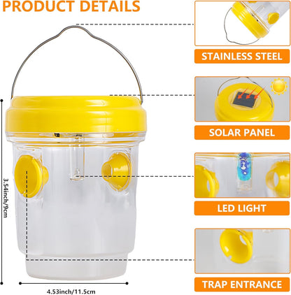 3 Pack Wasp Traps Outdoor Hanging, Solar Bee Trap for Outside, Hornet Traps, Bee Wasp Catcher outside Garden