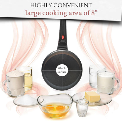 Electric Crepe Maker with Auto Power Off, 8 Inch Portable Crepe Maker & Non-Stick Dipping Plate, On/Off Switch, Nonstick Coating & Automatic Temperature Control, Pan Apo