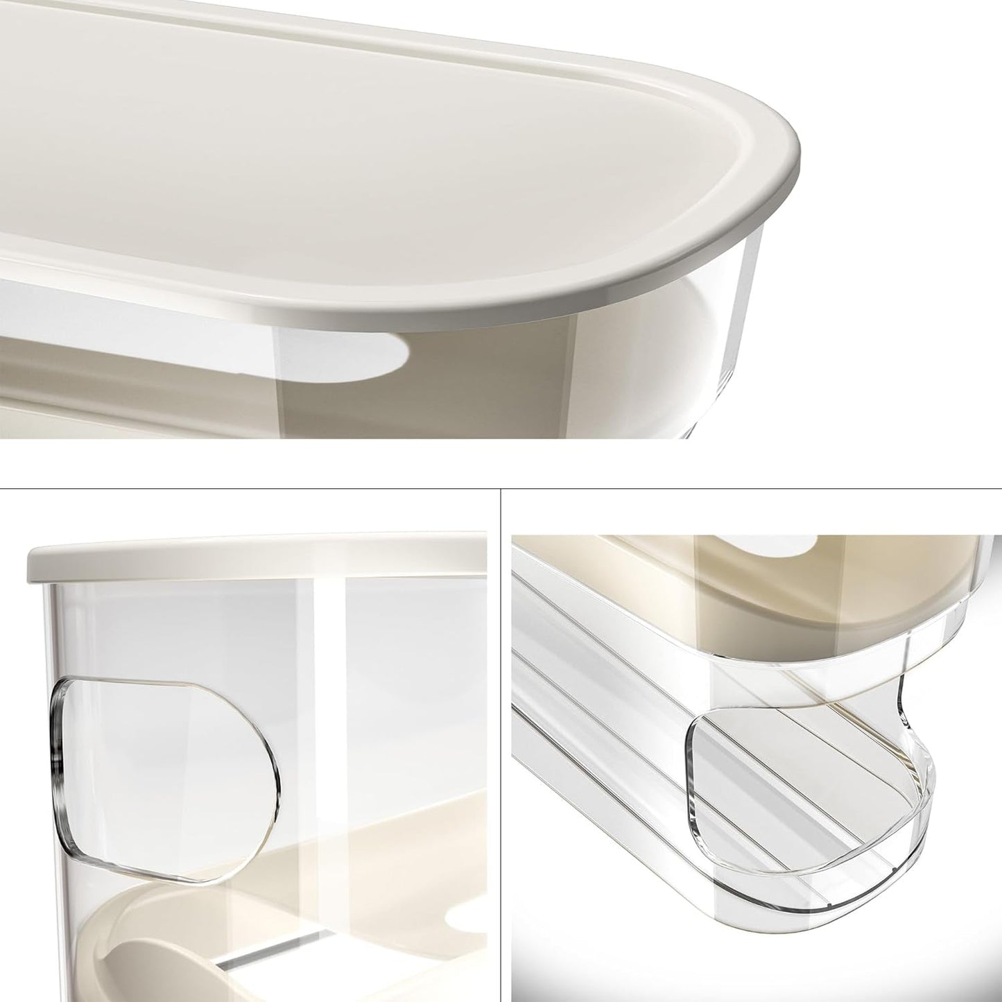 Auto Rolling Fridge Egg Organizer, Space Saving Eggs Dispenser for Refrigerator Storager with Lid,Egg Holder for Fridge 2 Pack