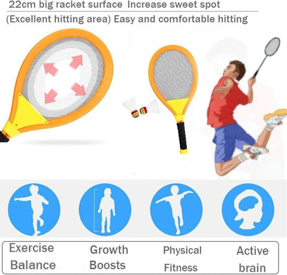 Led Light-Up Oversized Badminton Set with 2 Player Grip Tapes Badminton Racket 2/4 PCS Light-Up Shuttlecocks, Family Entertainment Outdoor Night Light Training LED Badminton Racket Sets Sport