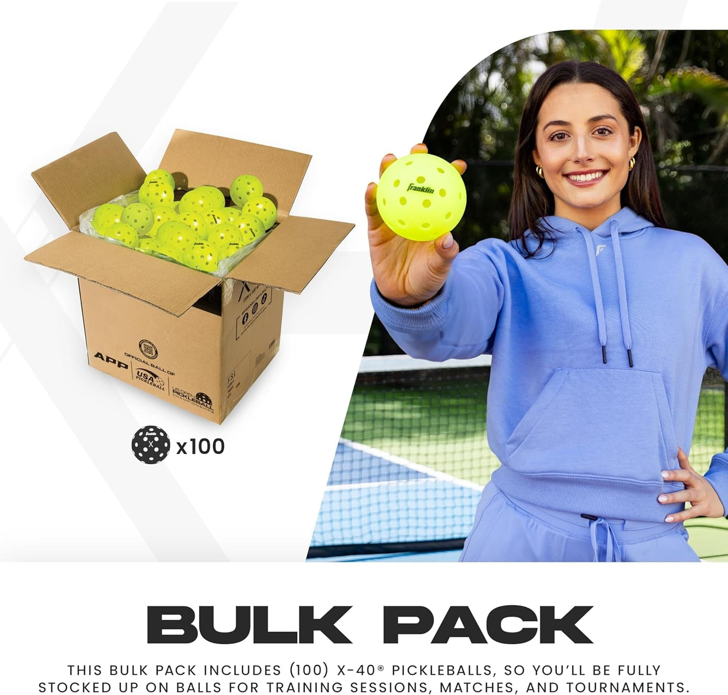X-40 Outdoor Pickleballs - Official Ball of USA Pickleball, APP Tour + Pickleball US Open - 3 Packs, 12 Packs, 36 Pickleball Buckets, 50, 100 + 400 Bulk Packs of Regulation Pickleballs