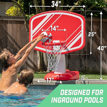 Splash Hoop PRO - Choose Your Color - Swimming Pool Basketball Game, Includes Poolside Water Basketball Hoop, 2 Balls and Pump