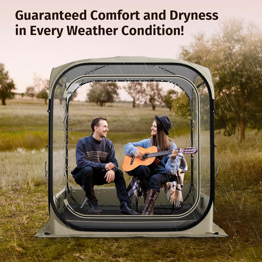 Weather Pod for Sport Events, Fishing & Outdoors | Pop up Bubble Tent Instant Sun & Rain Shelter | No Condensation, Spacious Interior, Ultra Visibility | All Weather Protection | 2-3 Persons