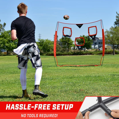 Football Throwing Net - 8 X 8 Ft or 6 X 6 Ft Nets - Choose Black or Red